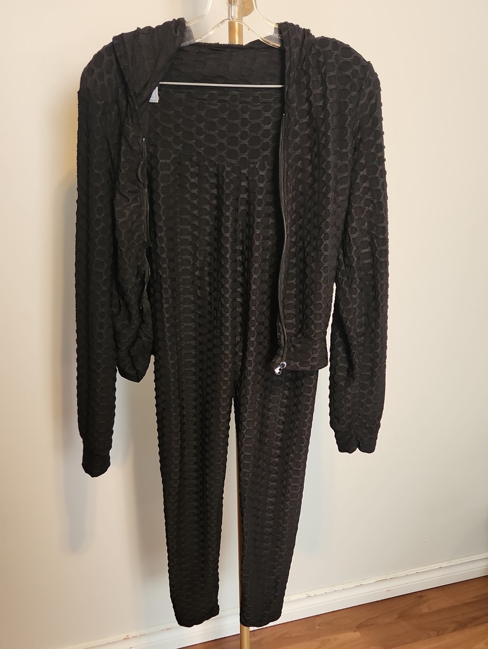 Textured Black Athletic Suit